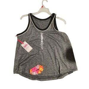 Justice XLP (16P/18P) Girls' Active Hi-Neck Tank Top, Gray Heather Sleeveless‎